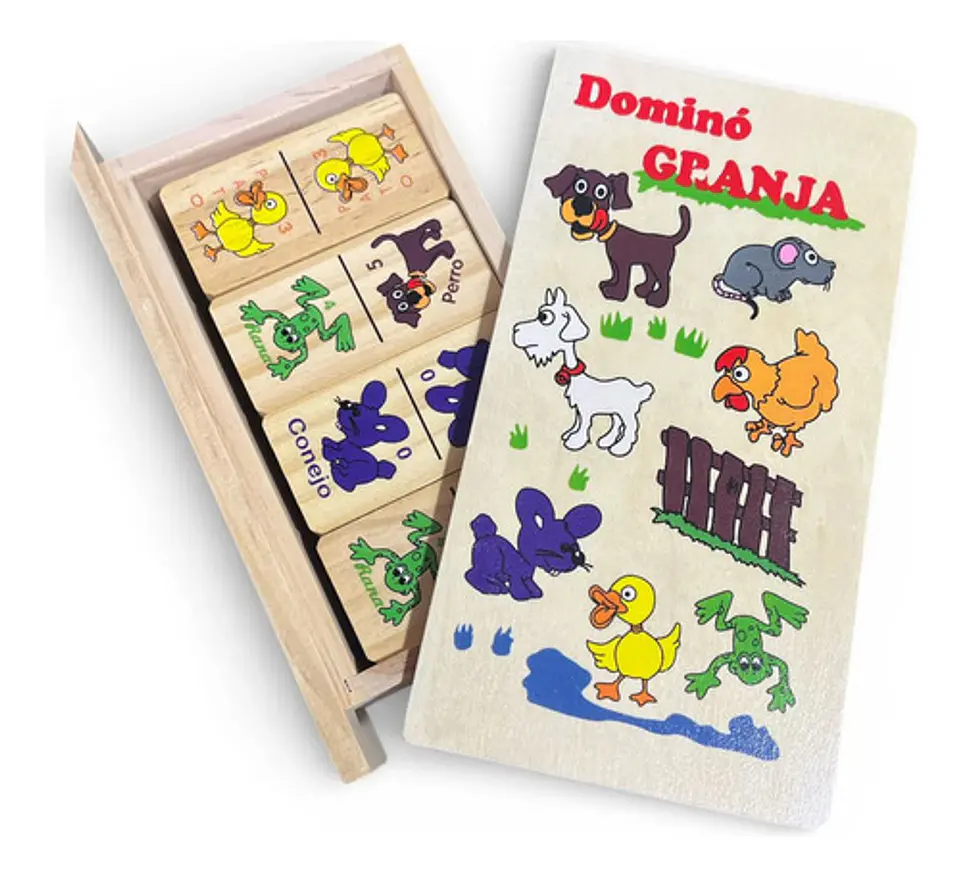 Domino Infantil Madera Granja Juegos En Familia 1