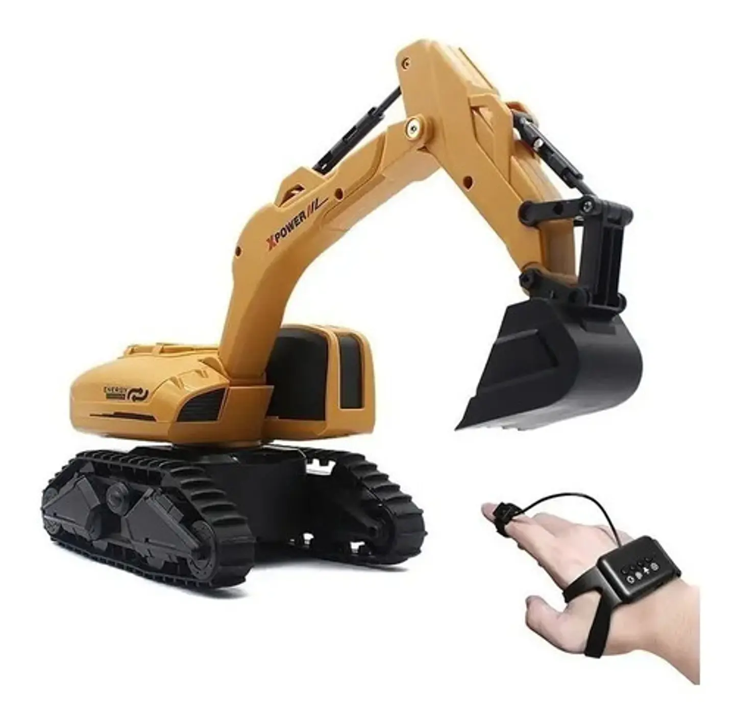 Retroexcavadora Excavadora Jugue Construcción Control Remoto Color Amarilla F4 Control Reloj 2
