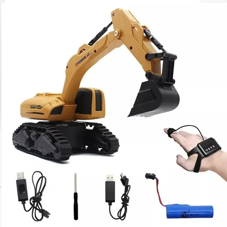 Retroexcavadora Excavadora Jugue Construcción Control Remoto Color Amarilla F4 Control Reloj 8