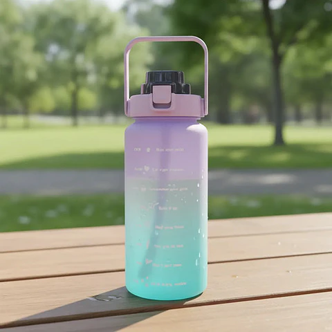 Termo Botella De Agua Motivacional Con Pitillo 2 Litros