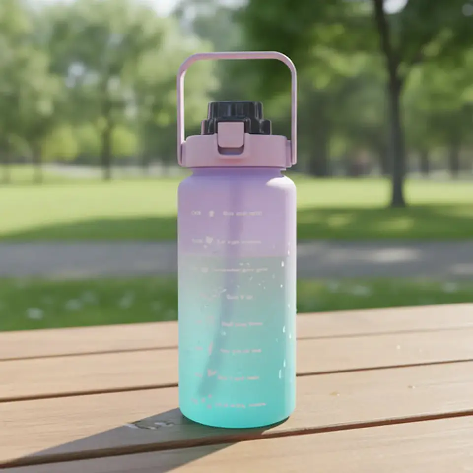 Termo Botella De Agua Motivacional Con Pitillo 2 Litros 1