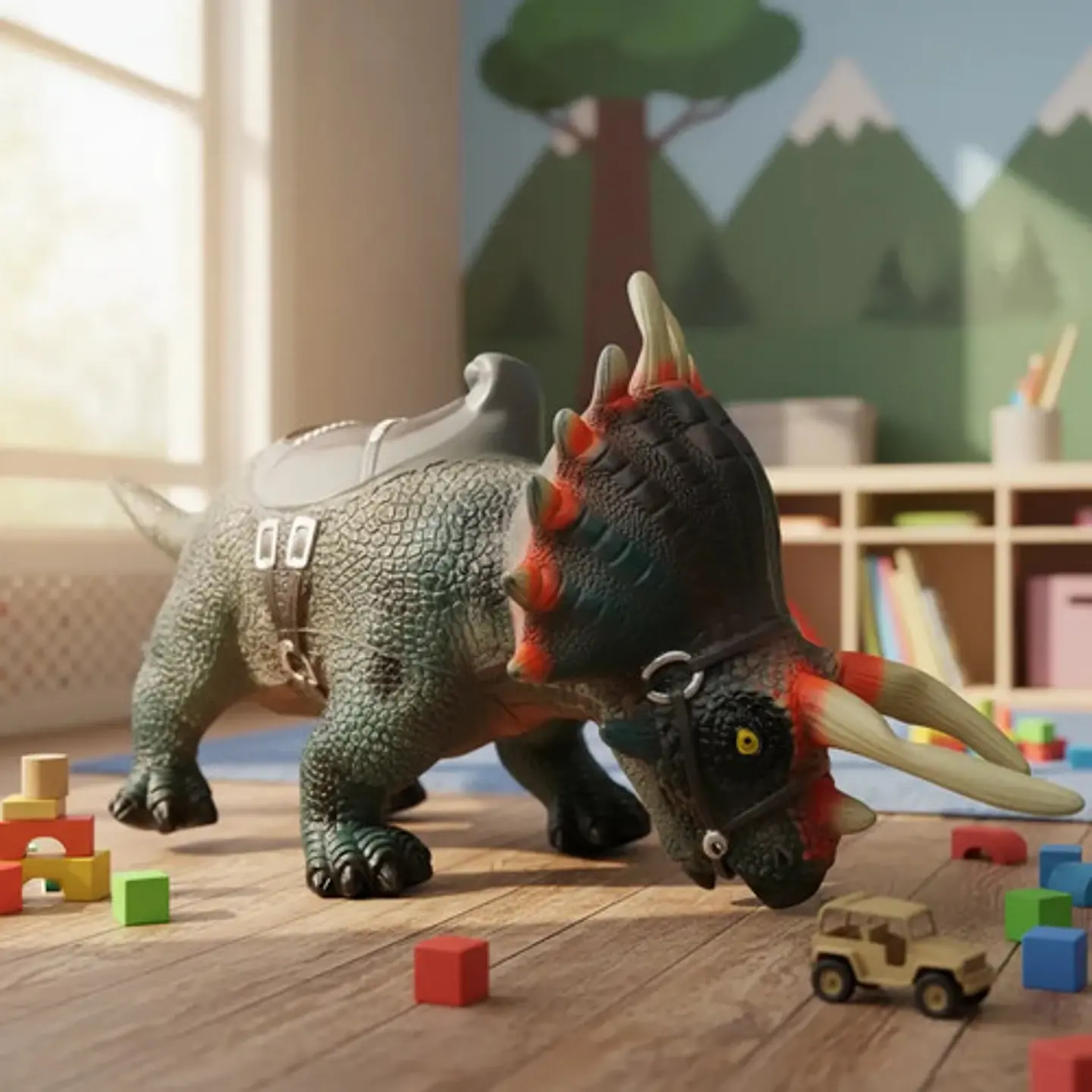 Montable Triceratops Dinosaurio Niño Juguete Grande 2