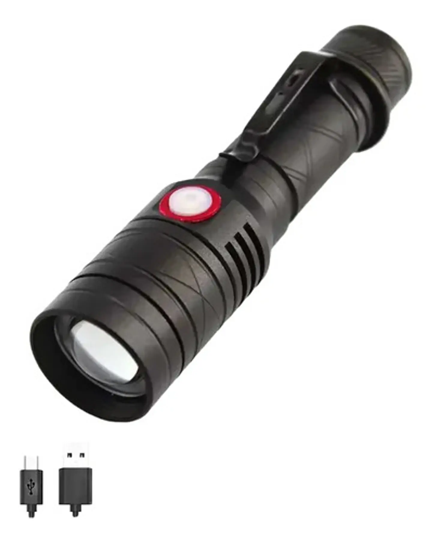 Linterna De Mano Recargable Usb Dq Negra 1200 Lm Zoom Magnética 3 Modos Blanco 1