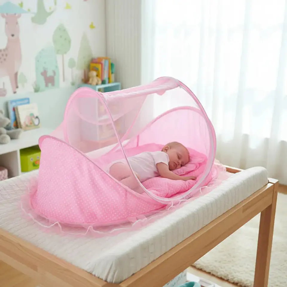 Mosquitero Cuna Portatil Bebes Colchoneta Y Almohada Puntos 5