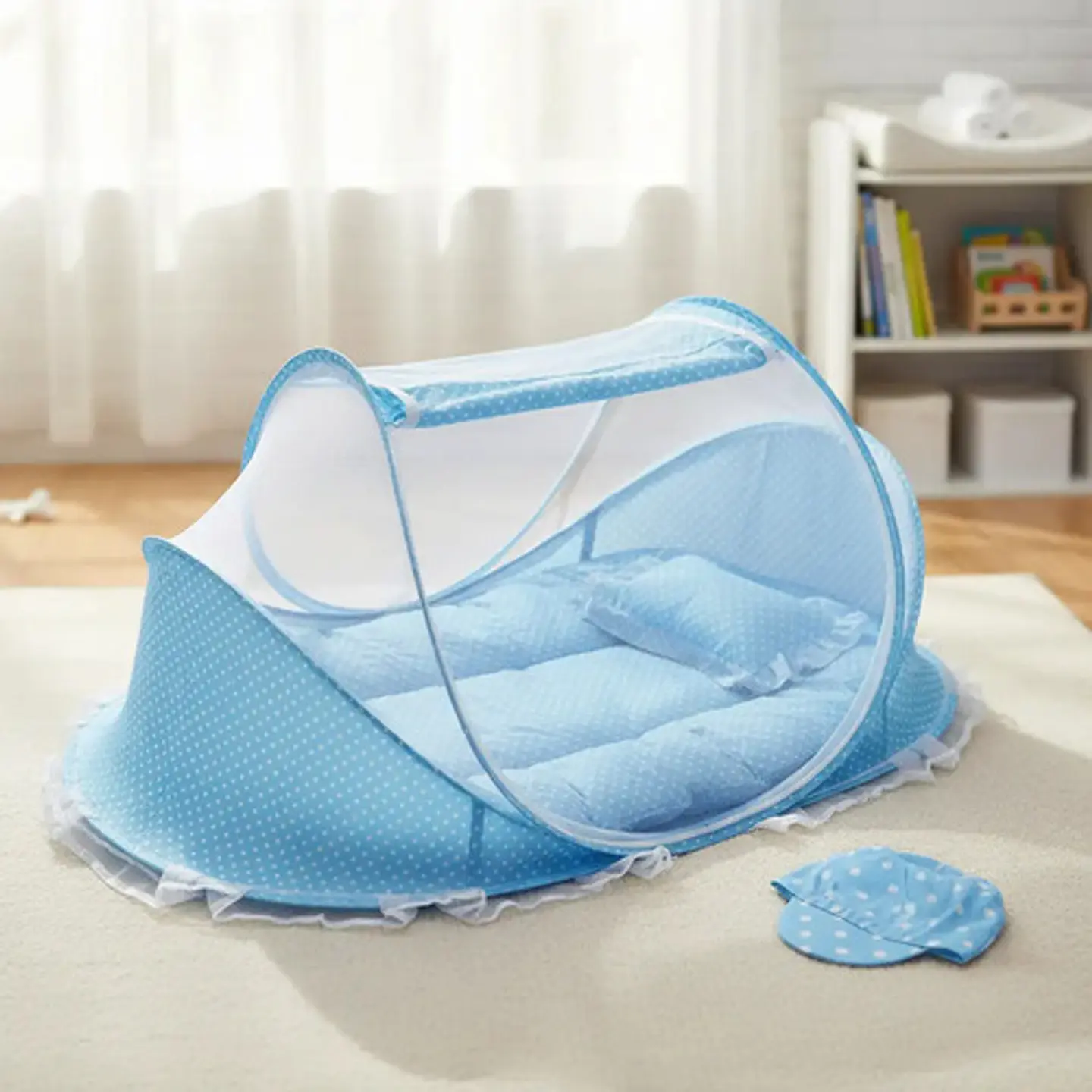 Mosquitero Cuna Portatil Bebes Colchoneta Y Almohada Puntos 6