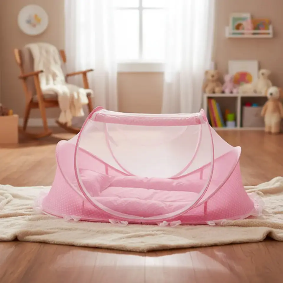 Mosquitero Cuna Portatil Bebes Colchoneta Y Almohada Puntos 7