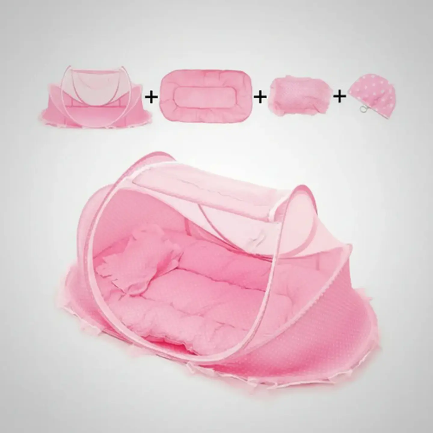 Mosquitero Cuna Portatil Bebes Colchoneta Y Almohada Puntos 8