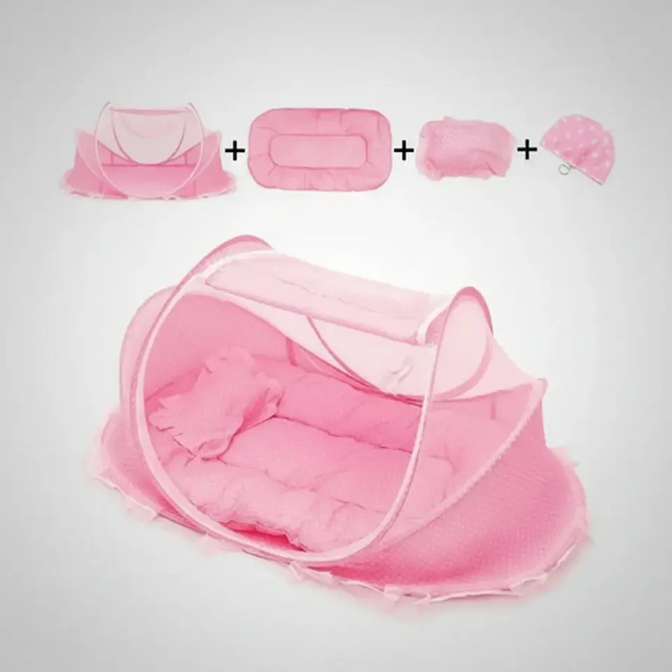 Mosquitero Cuna Portatil Bebes Colchoneta Y Almohada Puntos 8