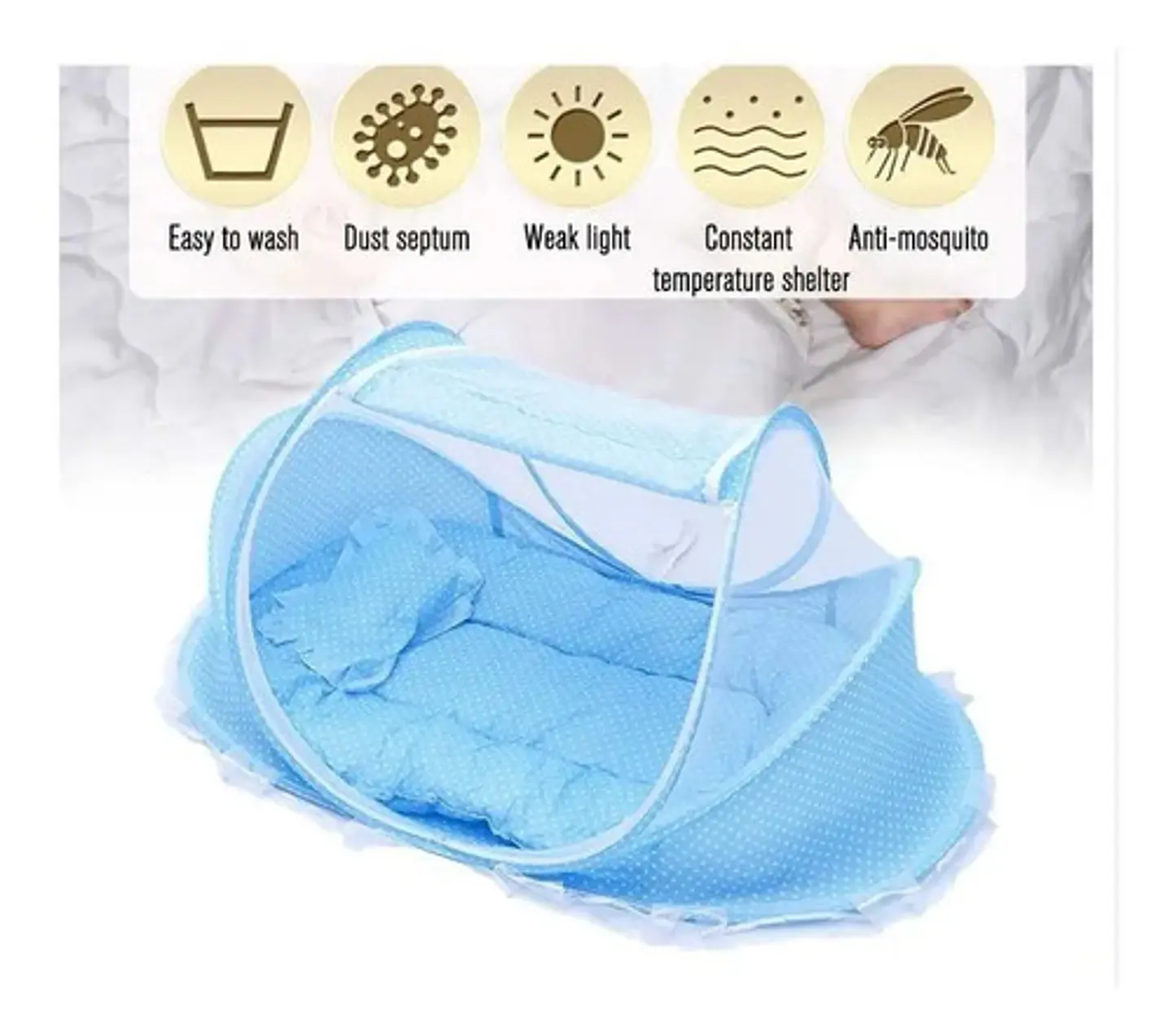 Mosquitero Cuna Portatil Bebes Colchoneta Y Almohada Puntos 10