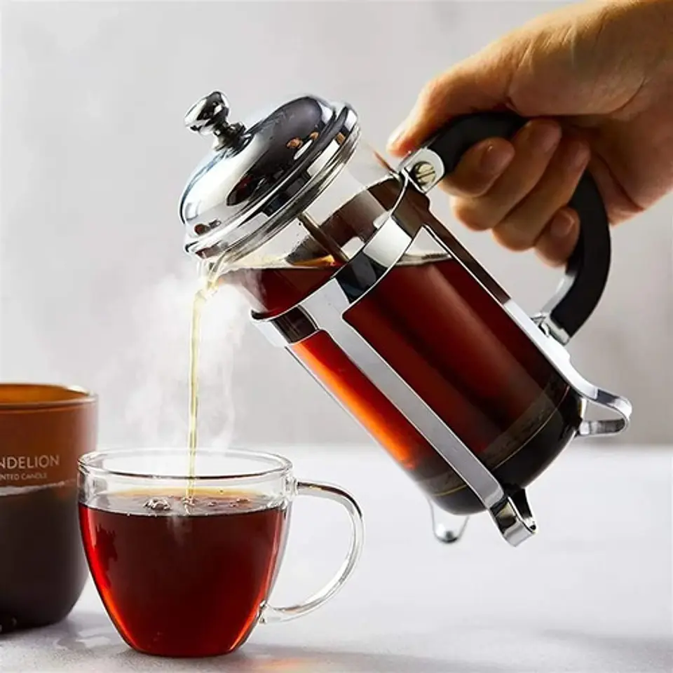 Cafetera Prensa Francesa Vidrio 600ml Frenchpress Cafe Plata 3