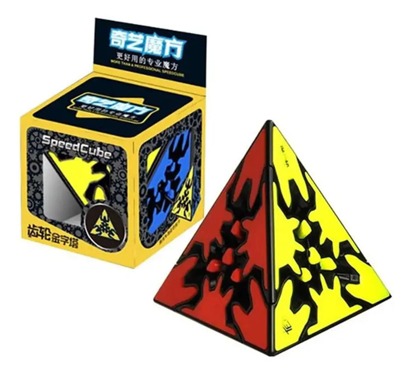 Cubo Mágico Pirámide 3x3x3 Con Engranajes Qiyi Mofangge, Negro Negra Eqy756 5