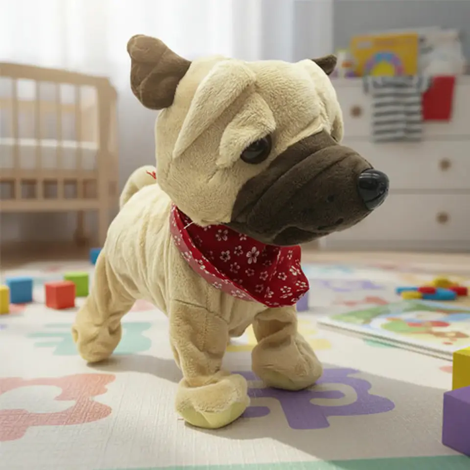Perro Peluche Control Collar Camina Ladra Mueve La Cola 7