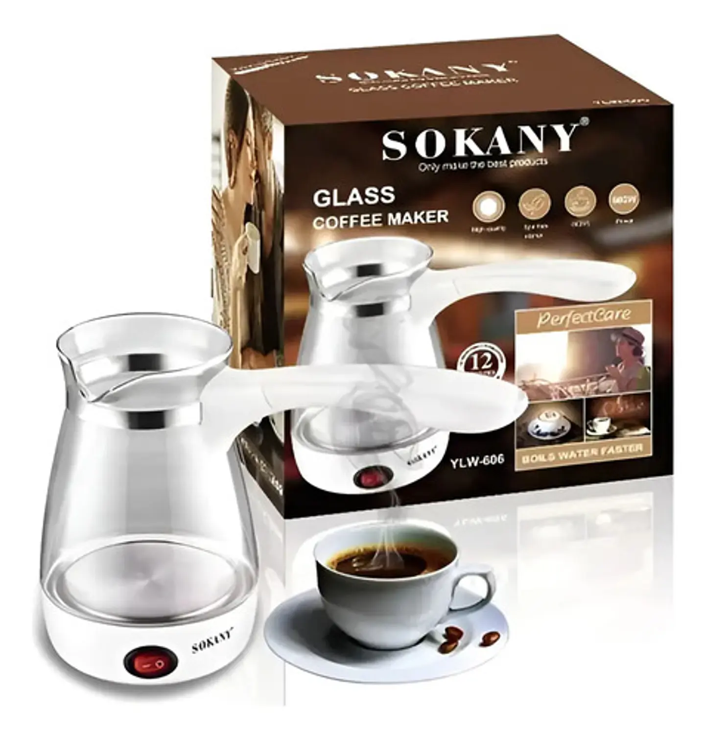 Cafetera Eléctrica Sokany Cristal 500ml Vidrio Blanca Blanco 110v 1