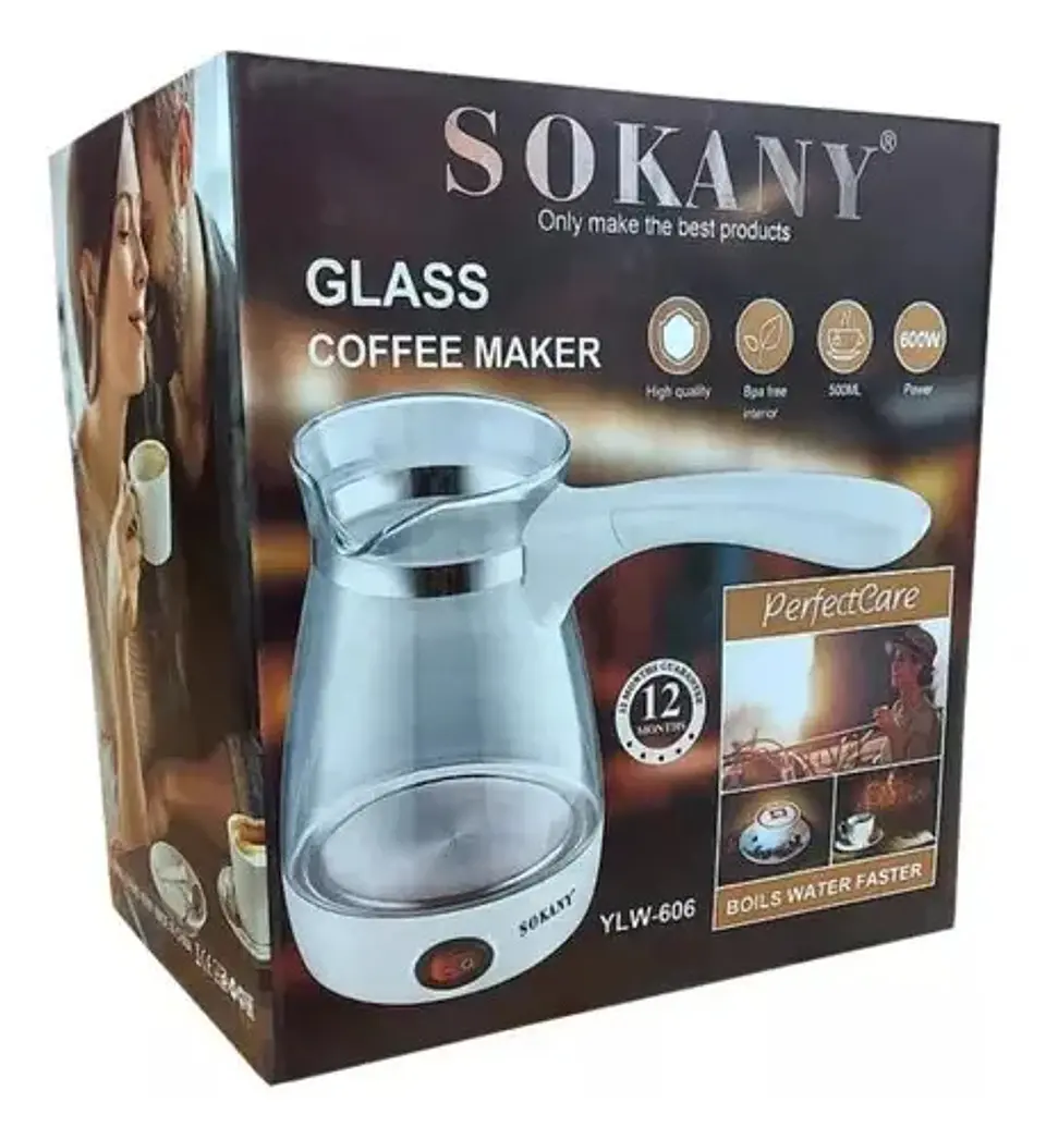 Cafetera Eléctrica Sokany Cristal 500ml Vidrio Blanca Blanco 110v 2