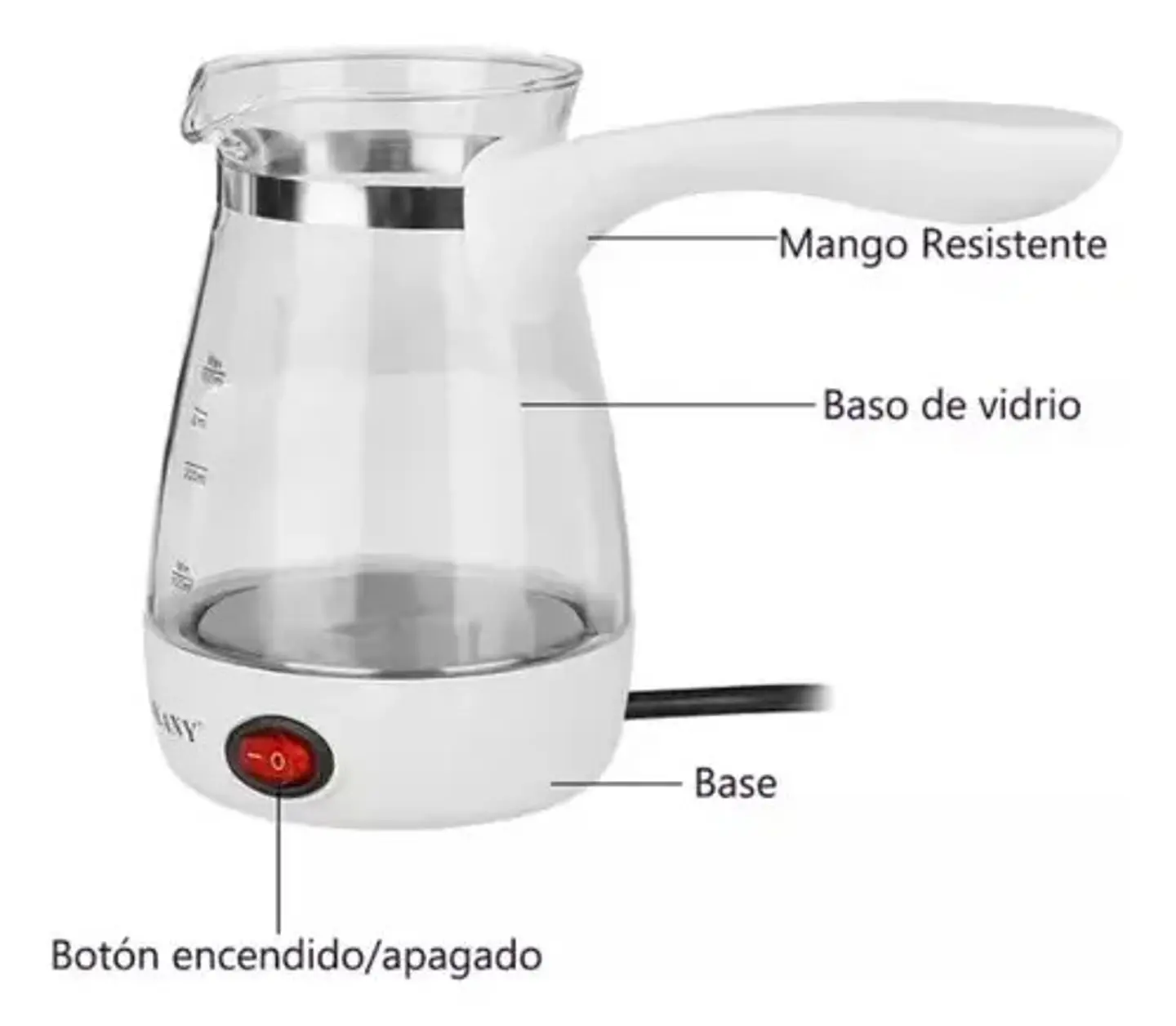 Cafetera Eléctrica Sokany Cristal 500ml Vidrio Blanca Blanco 110v 3