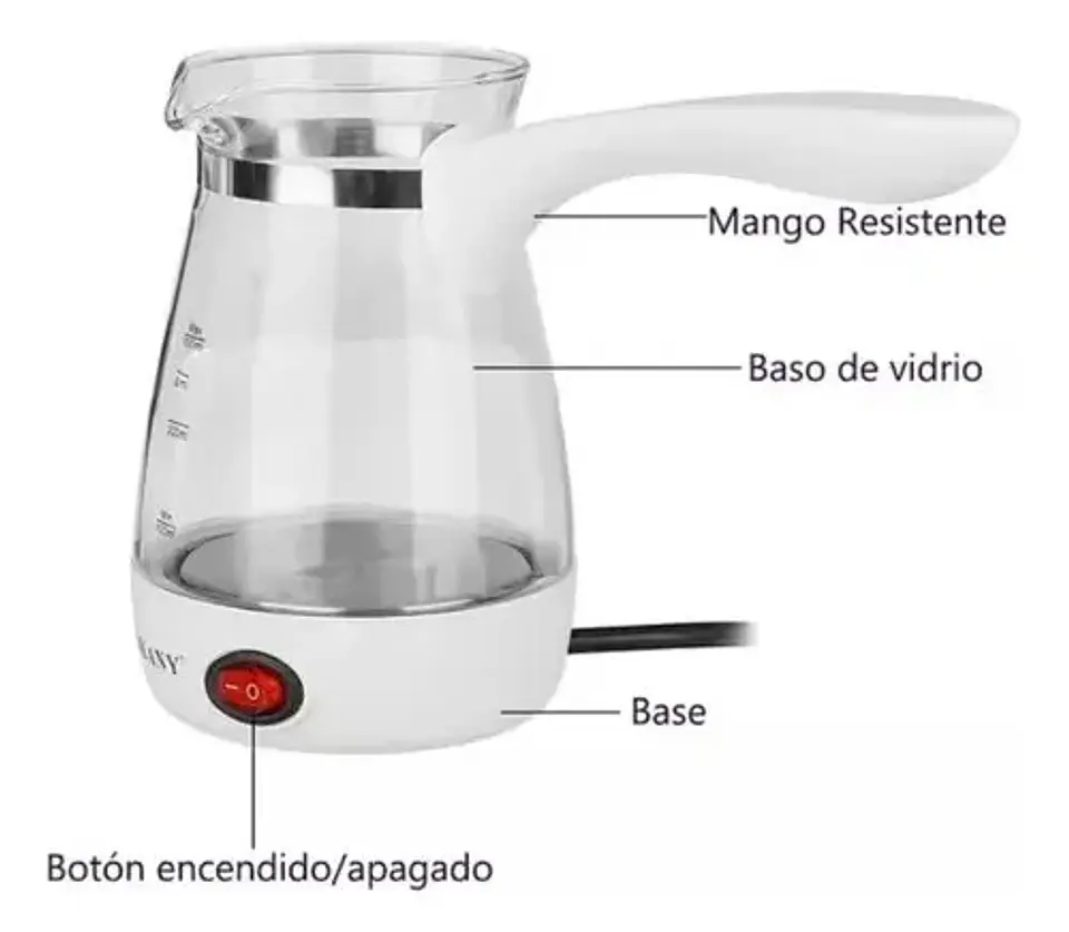 Cafetera Eléctrica Sokany Cristal 500ml Vidrio Blanca Blanco 110v 3