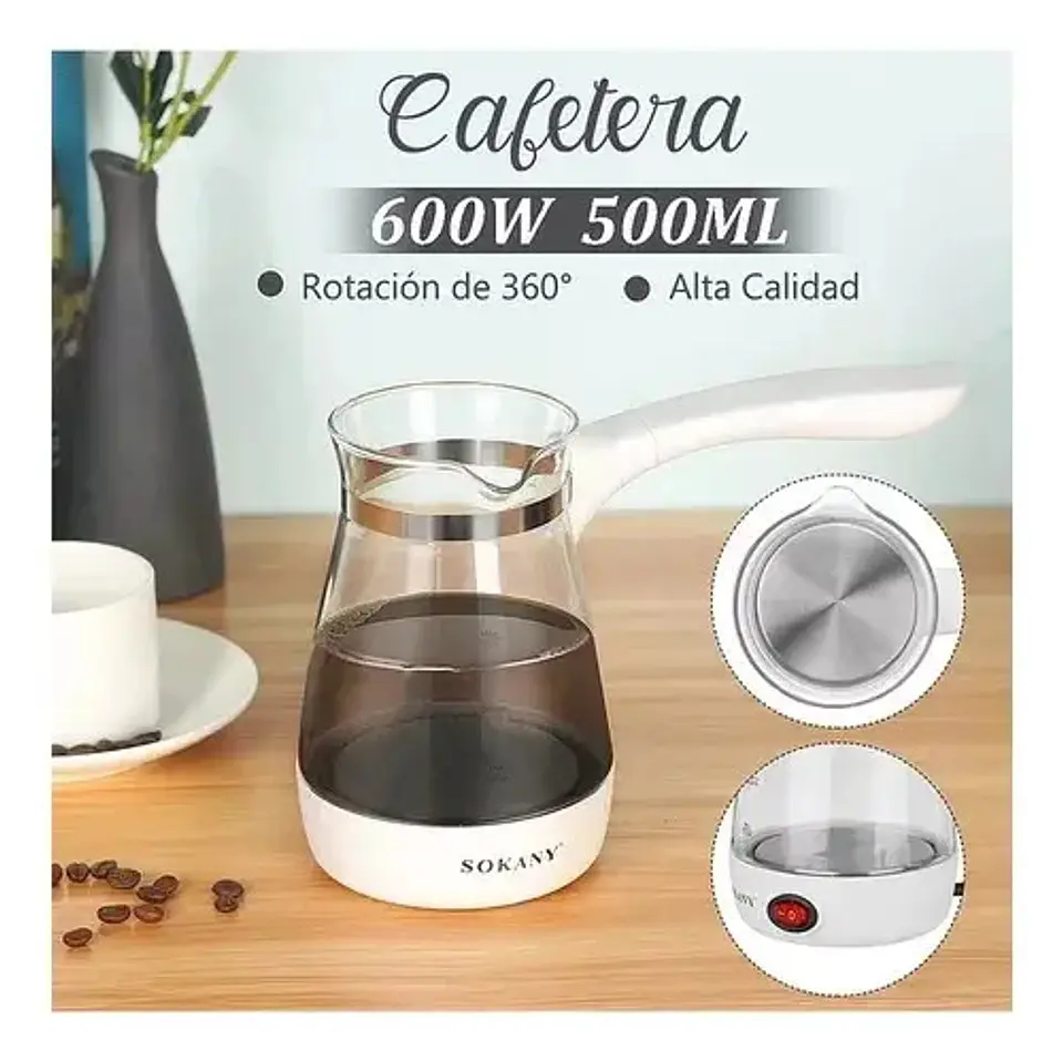 Cafetera Eléctrica Sokany Cristal 500ml Vidrio Blanca Blanco 110v 7
