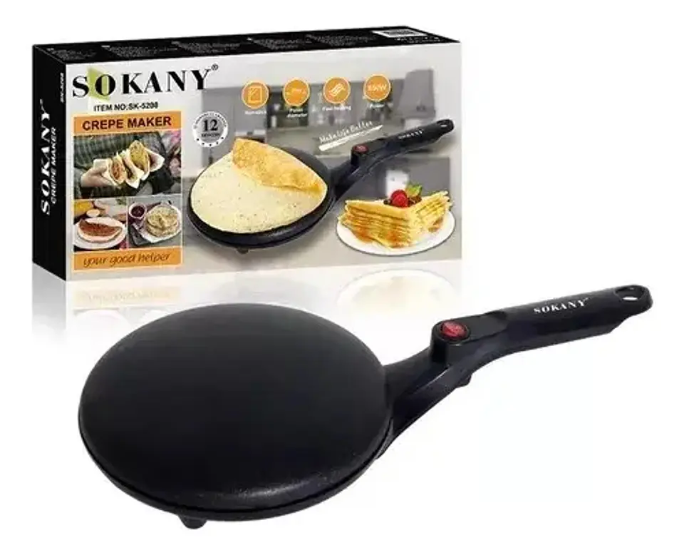 Crepera Eléctrica Antiadherente Tipo Sartén Color Negro 110v 2