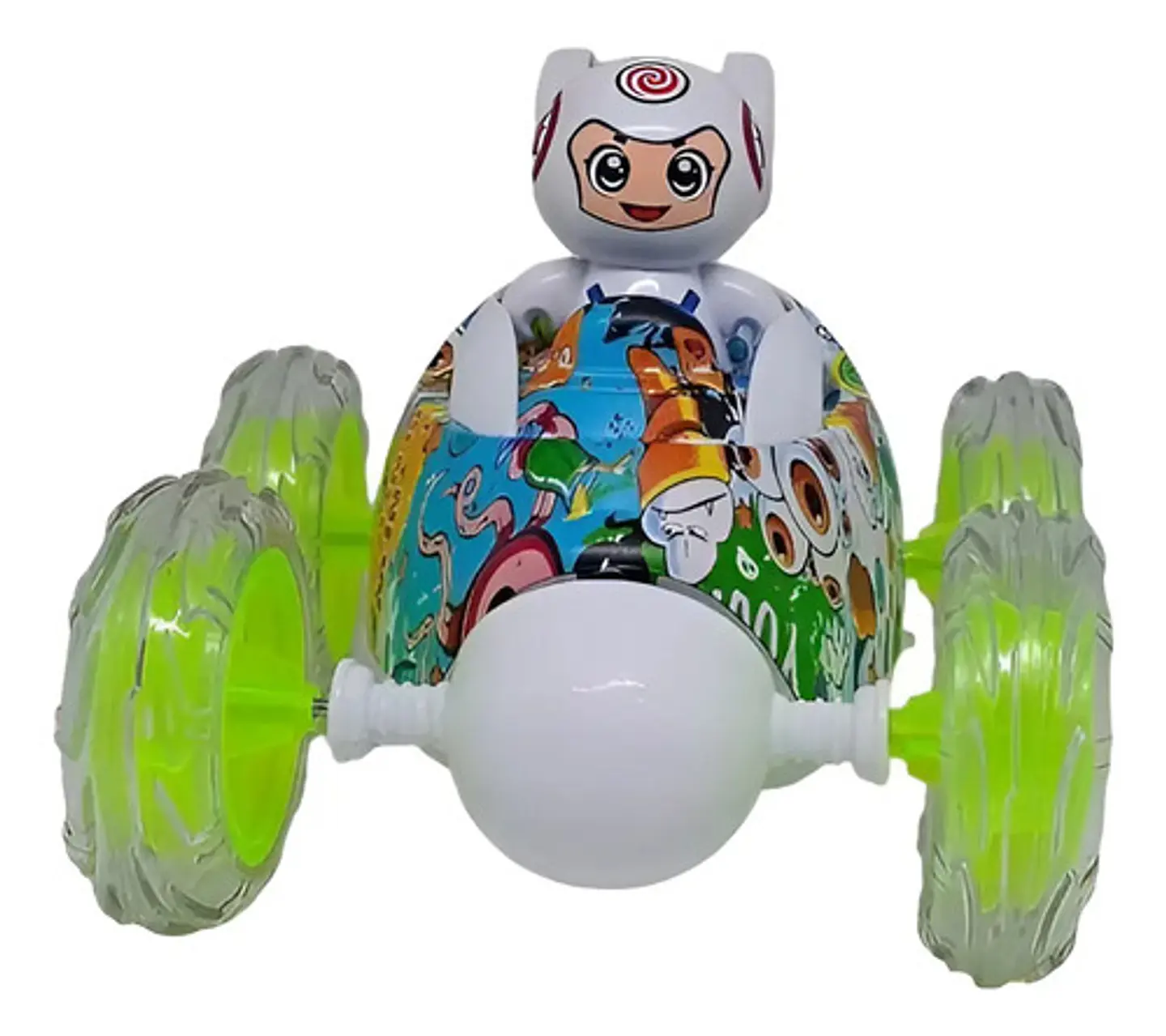 Carro A Control Remoto Graffiti 360° Con Luces Y Sonido Recargable Blanco 1
