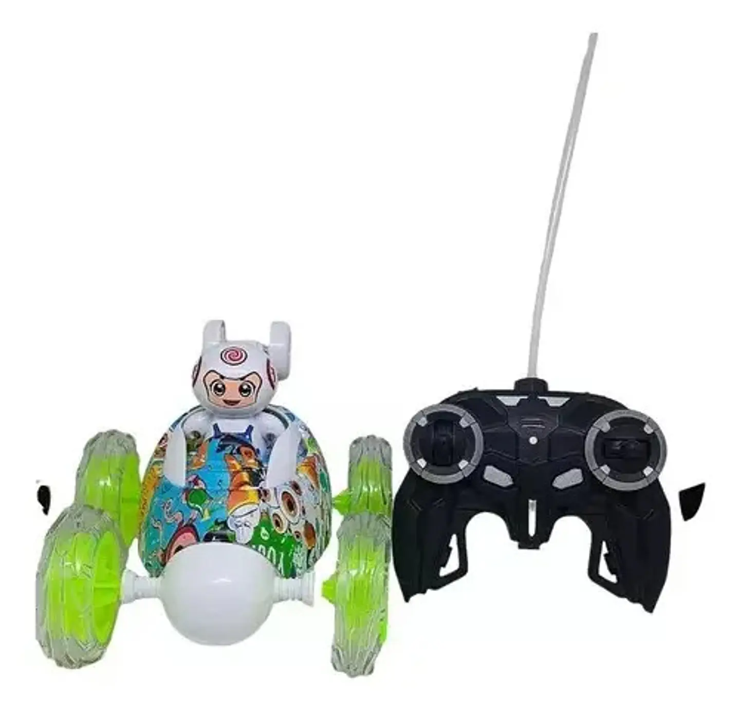 Carro A Control Remoto Graffiti 360° Con Luces Y Sonido Recargable Blanco 2