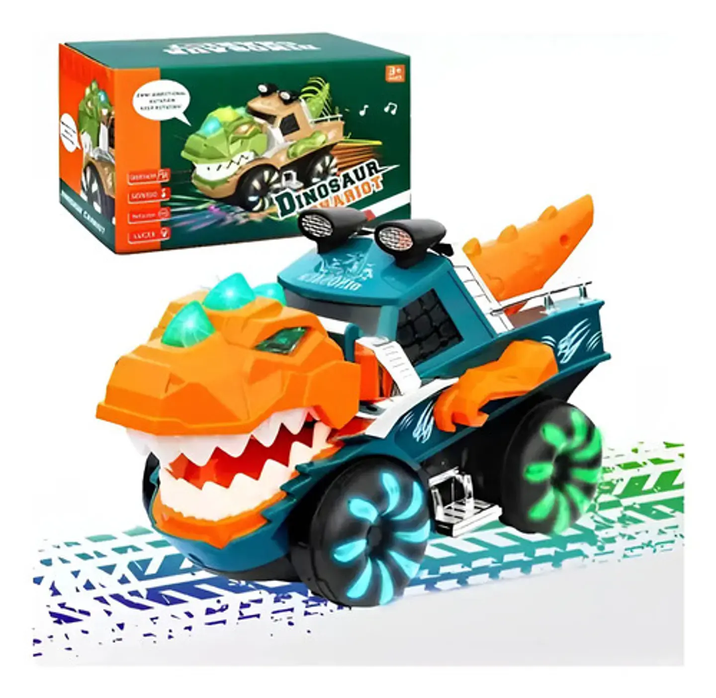 Carro Dinosaurio Con Luz Sonido Abre La Boca Y Mueve La Cola 1