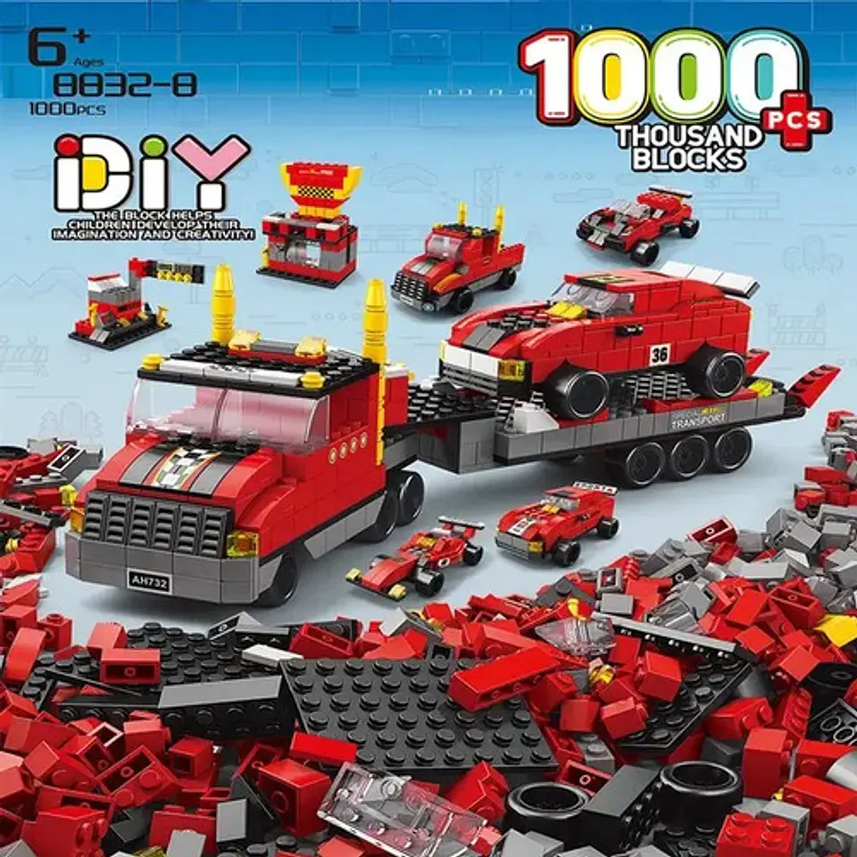 Bloques Coche Remolque Armar 1000pcs 6en1 8832-8 Cantidad De Piezas 1000 3