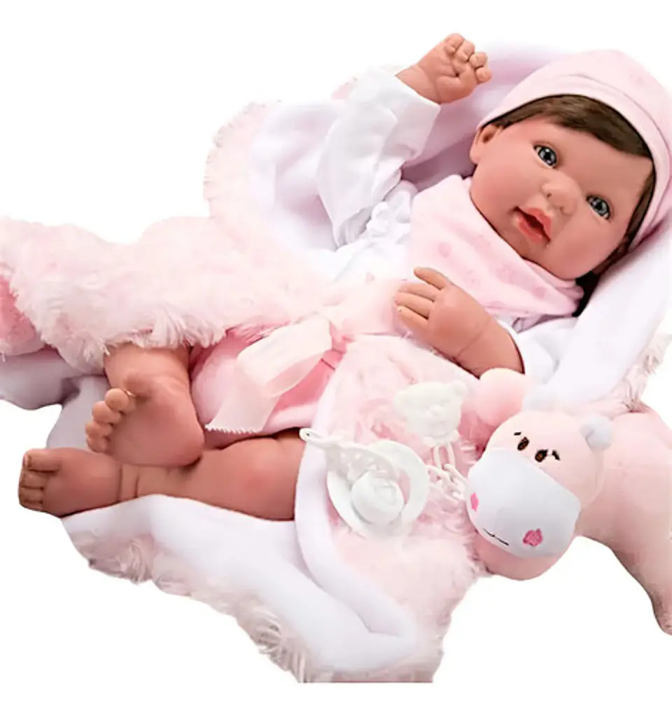 Muñeca Reborn Arias Baby 98085 Realista 45cm Con Manta Y Peluche 1
