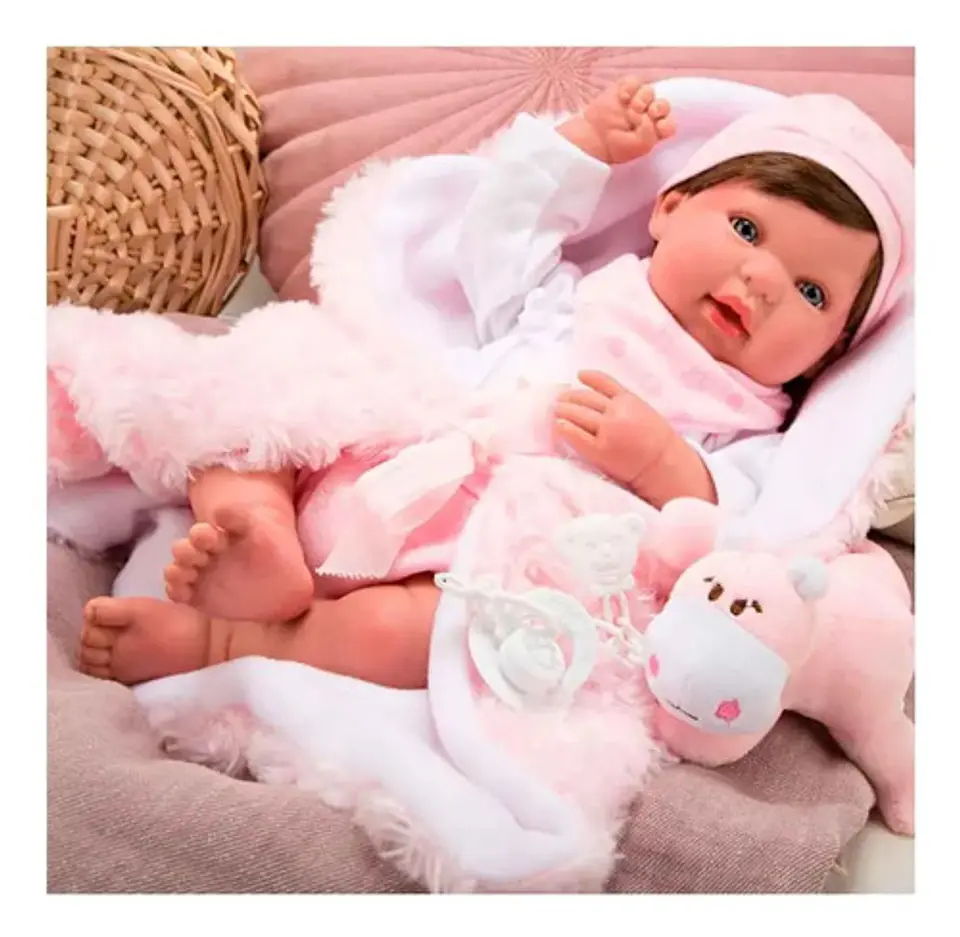 Muñeca Reborn Arias Baby 98085 Realista 45cm Con Manta Y Peluche 4