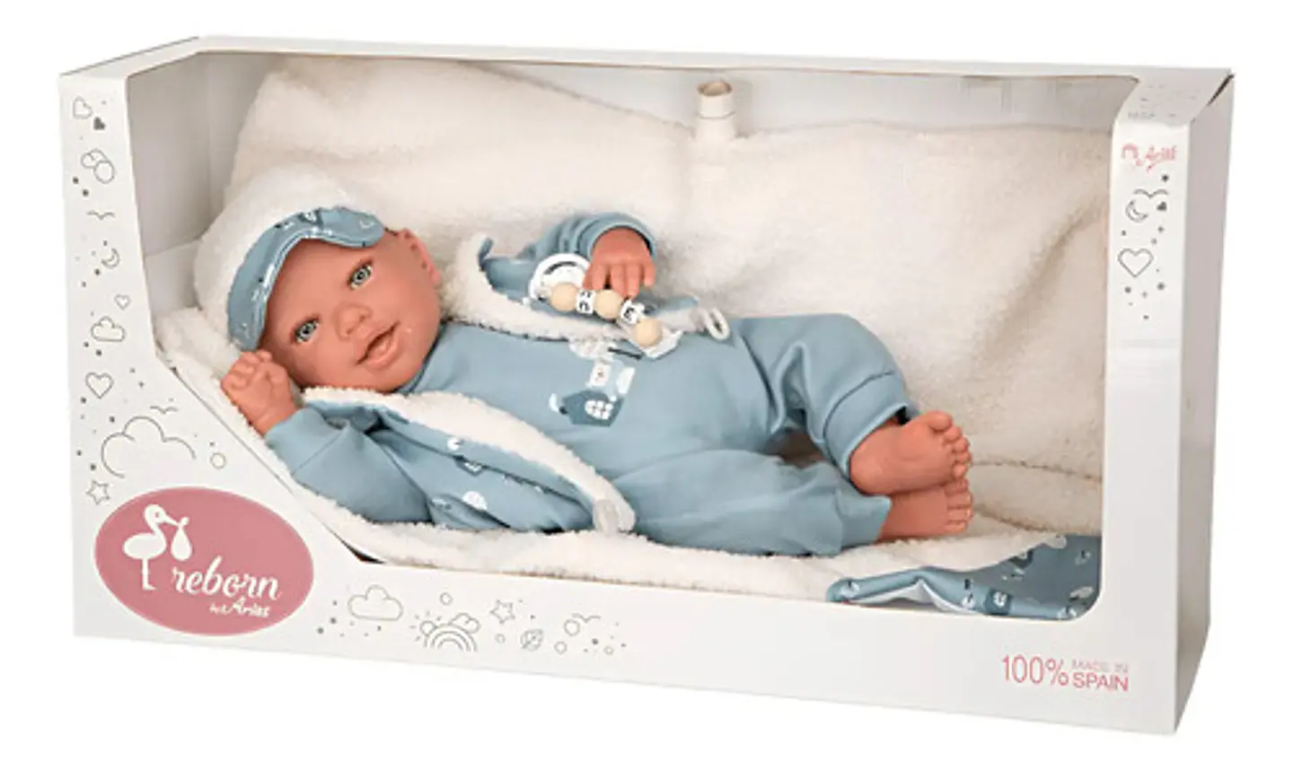 Bebé Reborn Arias Realista 45cm Vinilo Manta Chupete Pañal 1