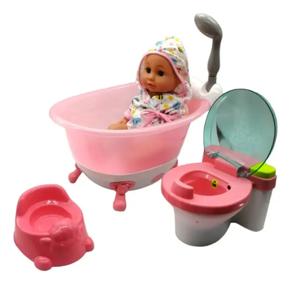 Juguete Bebe Tina Bañera Conjunto Set Tuto Love 3 En 1 99835 Rosa Claro 5