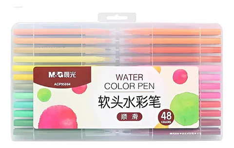 Plumón Pincel Myg Multicolor 48 Colores Tinta Water Estuche Artista
