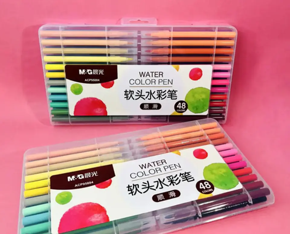 Plumón Pincel Myg Multicolor 48 Colores Tinta Water Estuche Artista 2