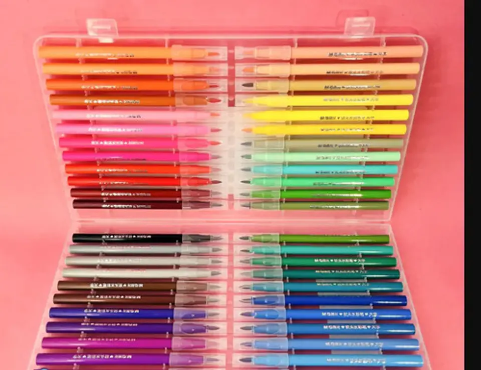 Plumón Pincel Myg Multicolor 48 Colores Tinta Water Estuche Artista 3