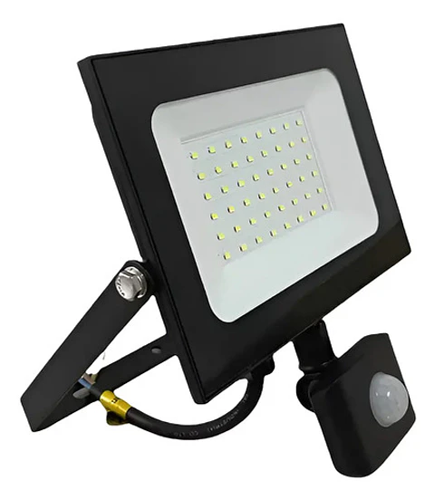 Reflector Led Daliz 50w Blanco Frío Negro Con Pie Resistente Lluvia 110v