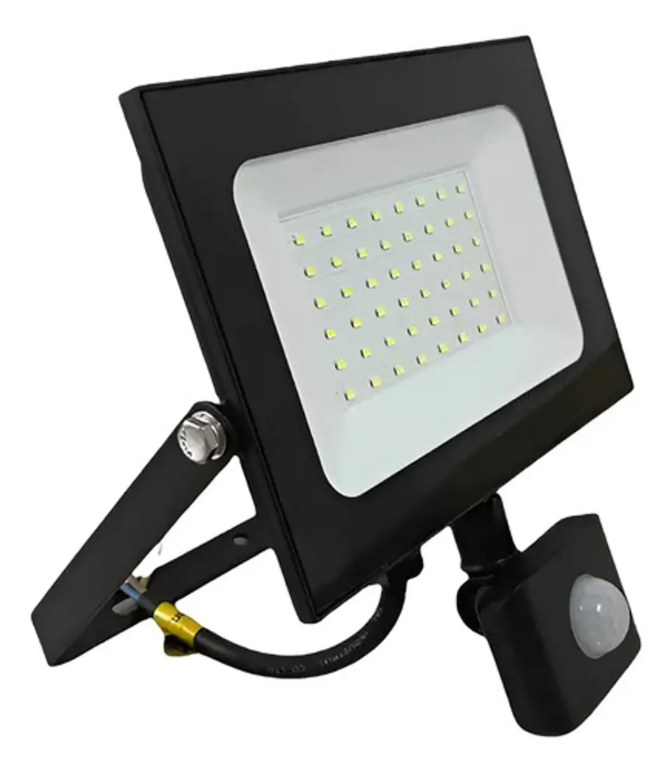 Reflector Led Daliz 50w Blanco Frío Negro Con Pie Resistente Lluvia 110v 1