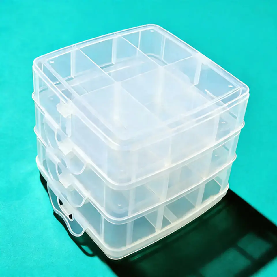 Caja Almacenar Con Asa Divisiones Moviles 3pcs 7