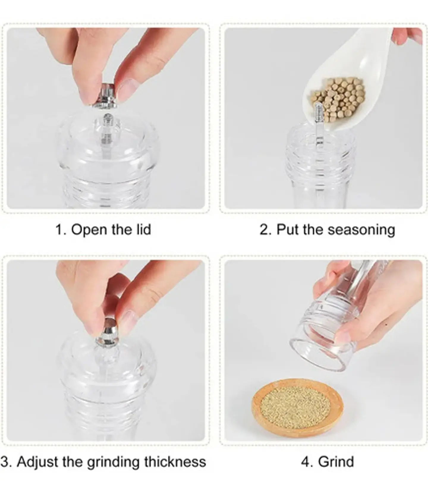Molinillo Manual Sal Pimienta Cocina Transparente 3