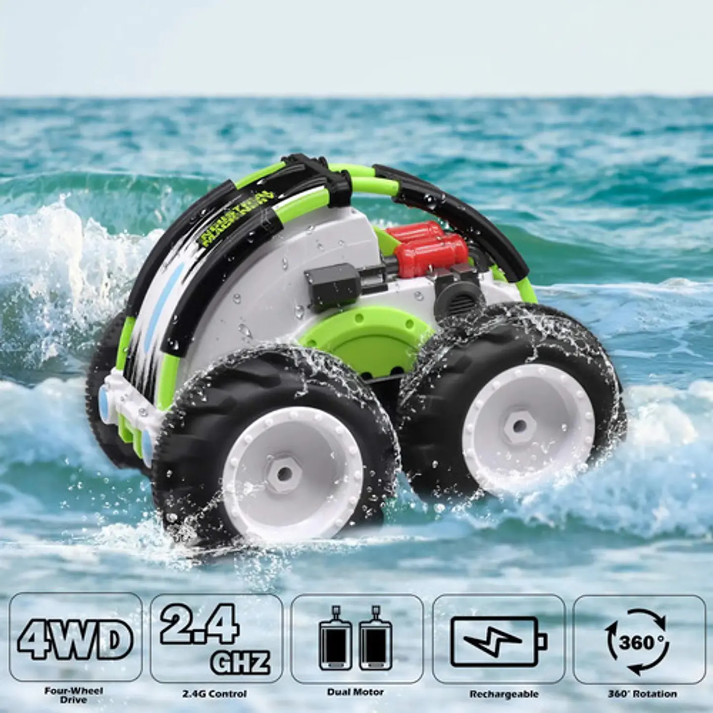 Carro A Escala 1:24 Rc Anfibio Control Remoto Stunt 360° 7