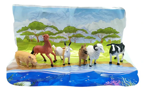 Animales X6 Macizos Fauna Bolsa Caballo Pesebre