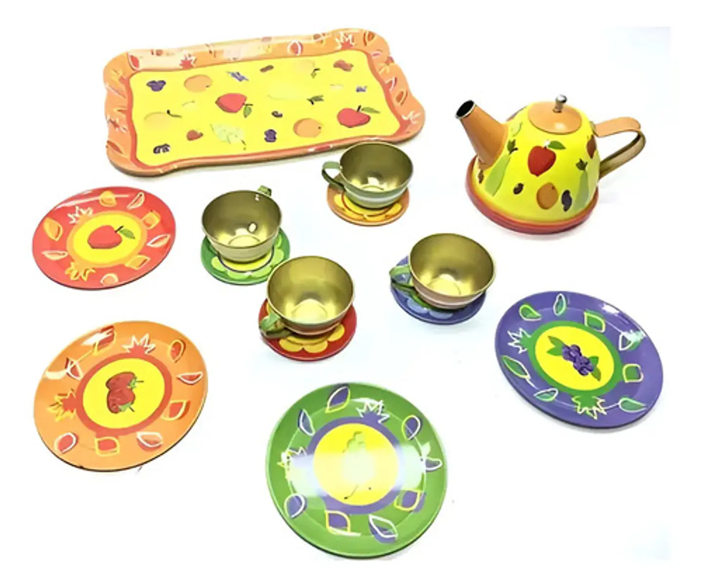 Juego Set De Té Loza Metálico 15 Piezas Juguete Cocina 1