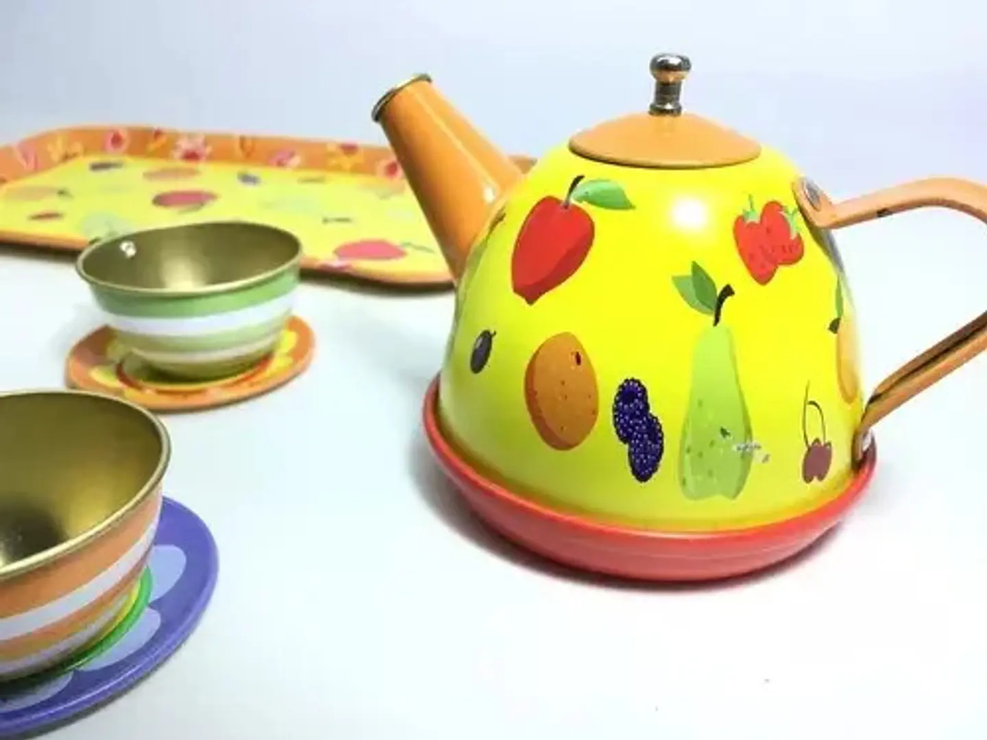 Juego Set De Té Loza Metálico 15 Piezas Juguete Cocina 2