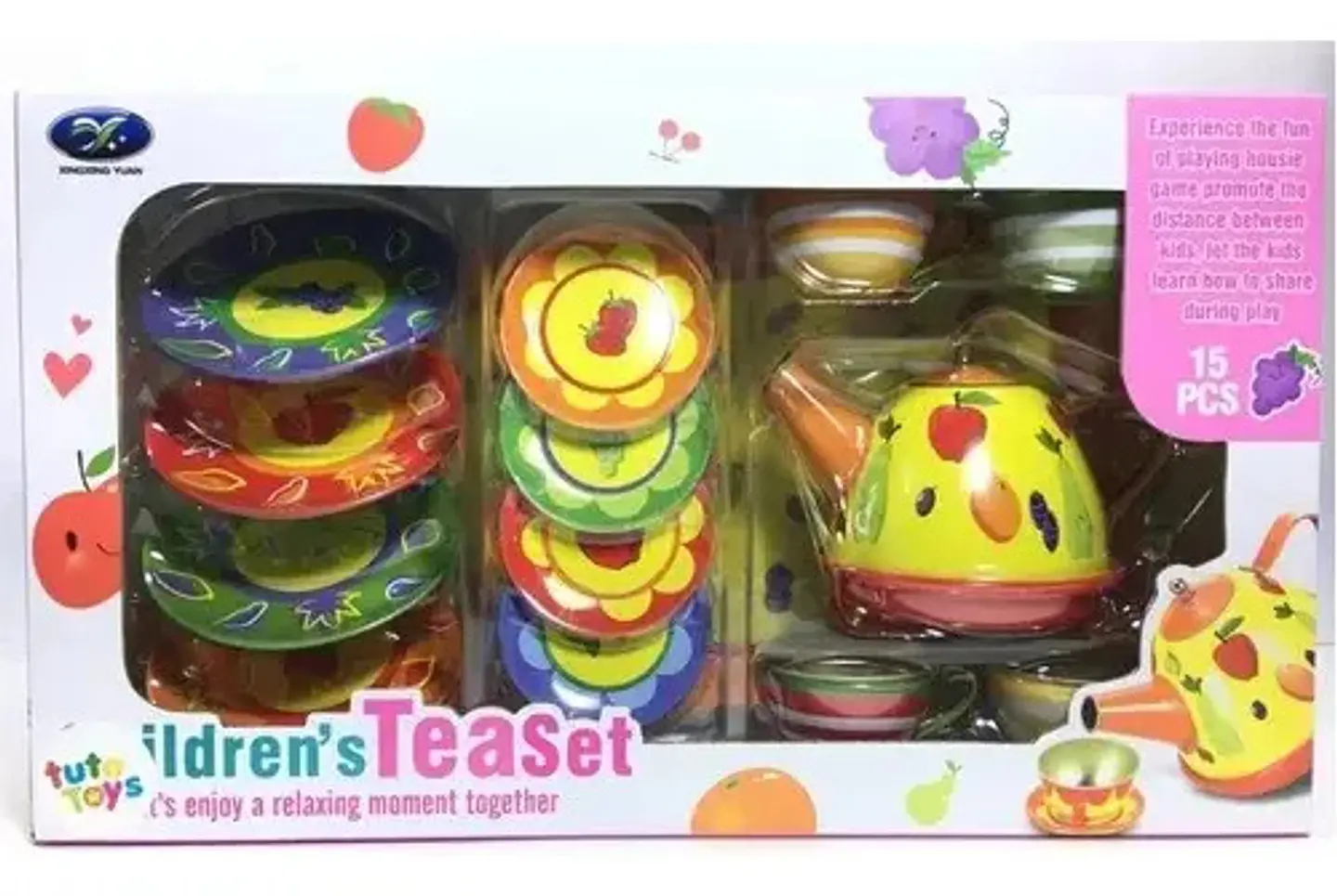 Juego Set De Té Loza Metálico 15 Piezas Juguete Cocina 5