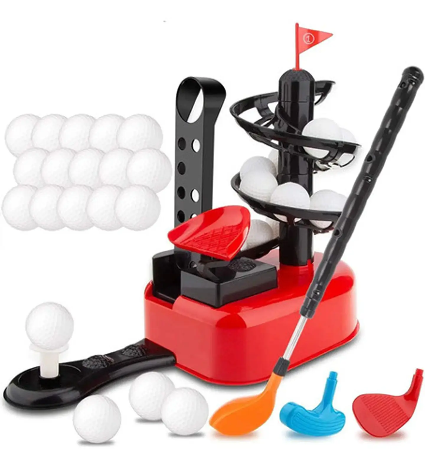 Set Mini Golf Rojo Marca Mini Golf 3 Tipos Cabezales Plástico 2