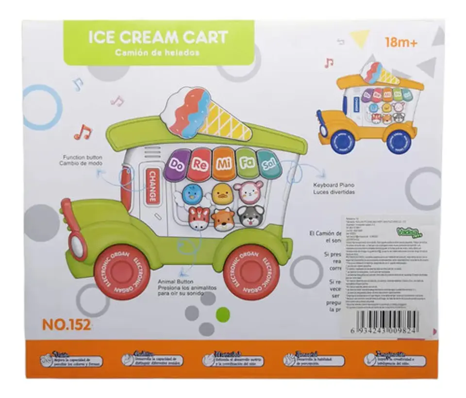 Organeta Musical Para Niños Macrooutlet Forma Camión Helados Naranja 000v 3