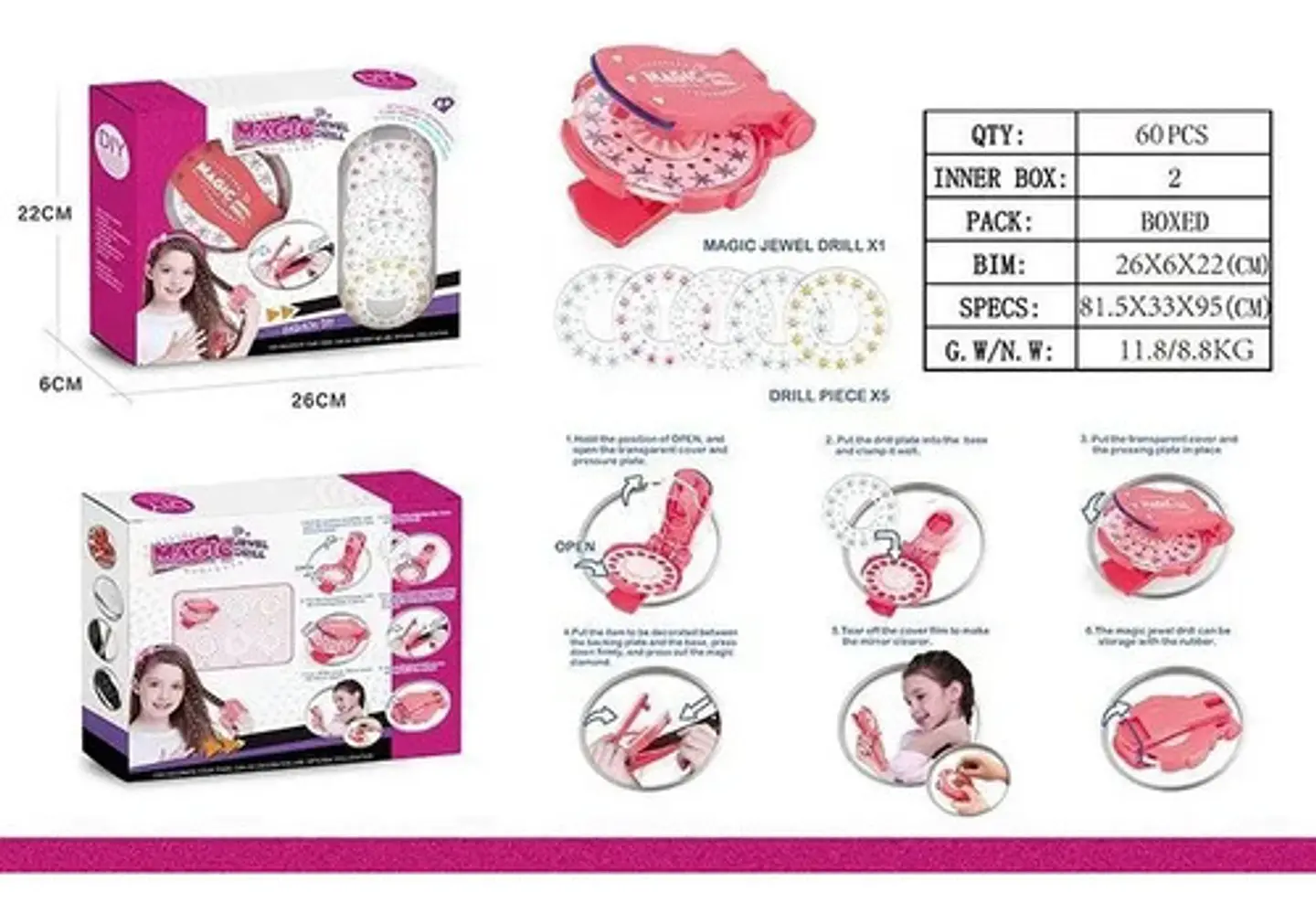 Stickers Gemas Joyas Para Cabello Diy Series Chaquiras 8-13 Años 2