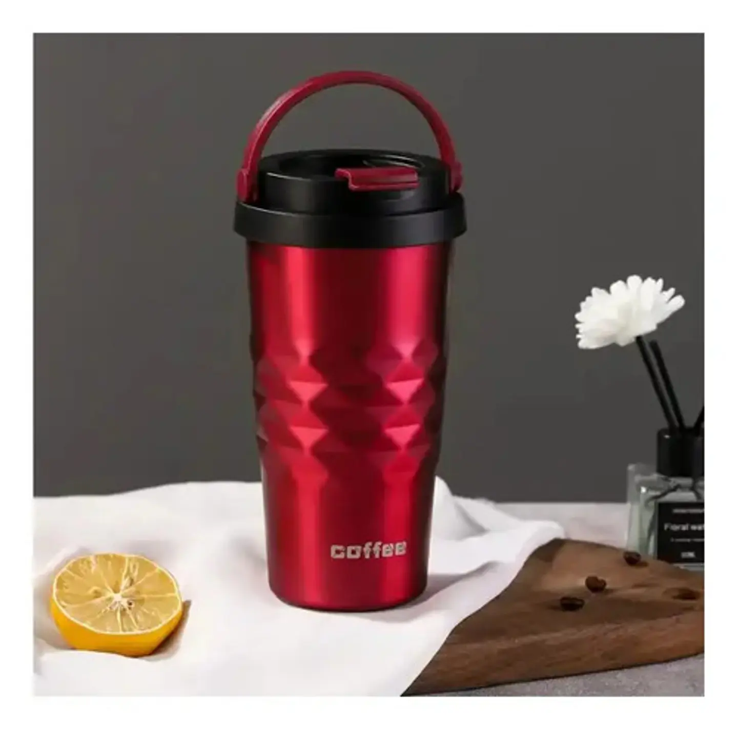Termo Botella Vaso Café Te Bebida Acero Caliente Manija 2