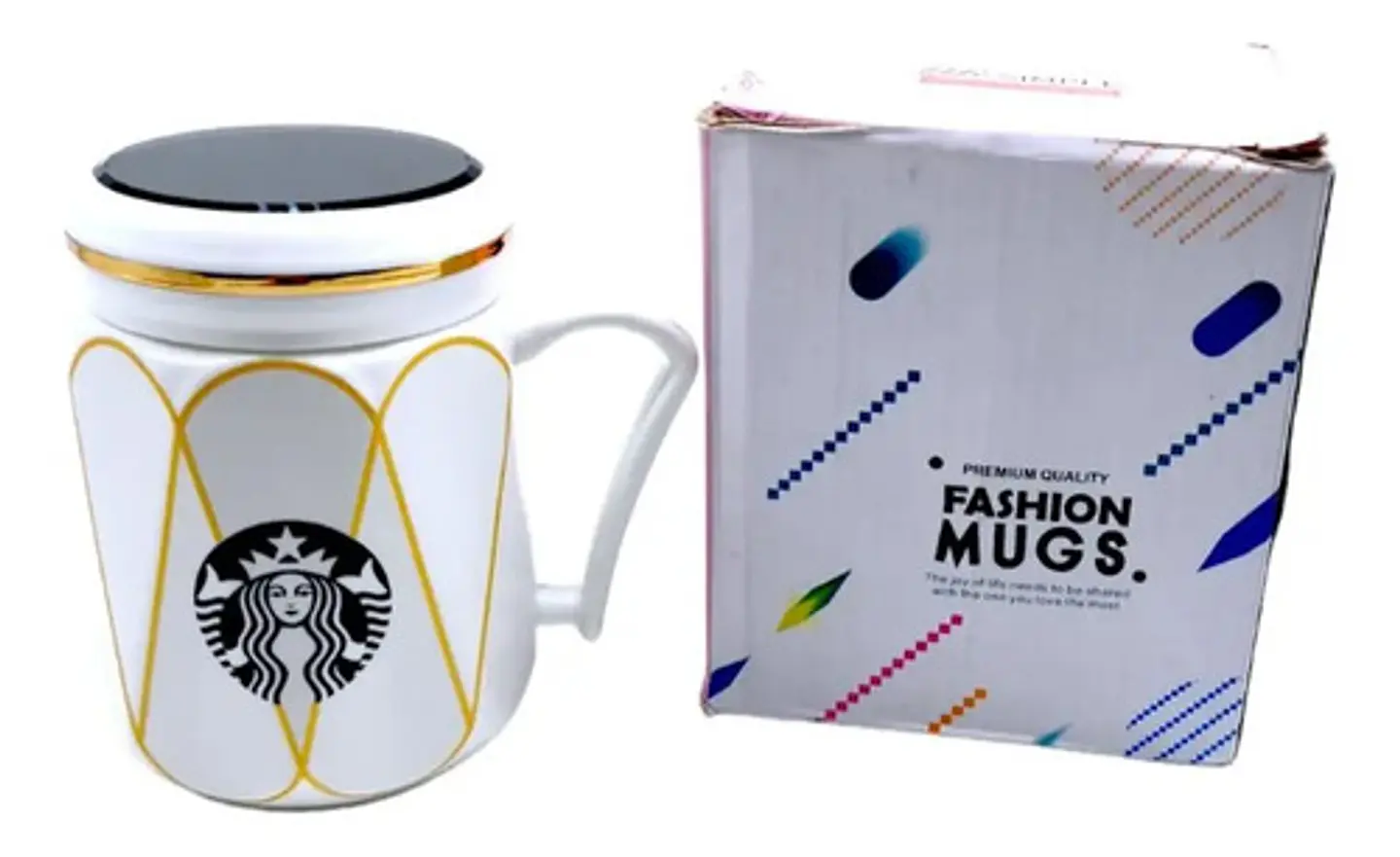 Taza Mugs Pocillo Ceramica Cafe Tapa Con Espejo Bebidas 2