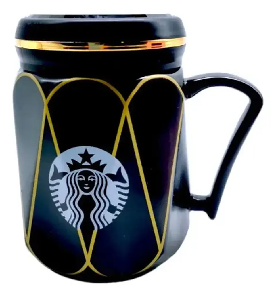 Taza Mugs Pocillo Ceramica Cafe Tapa Con Espejo Bebidas 4