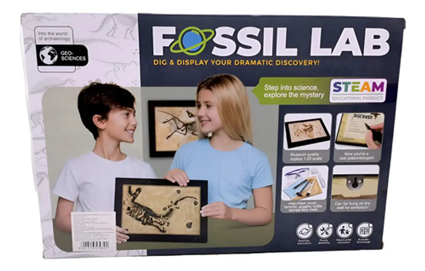 Fósil Dinosaurio Laboratorio Ciencia Excavar Niños Steam Con Accesorios Negro 1