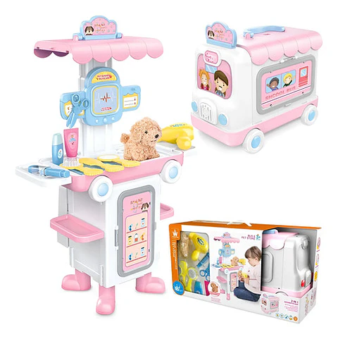 Bus Tranformable 2 En 1 Cocina Tocador Veterinaria Juguete